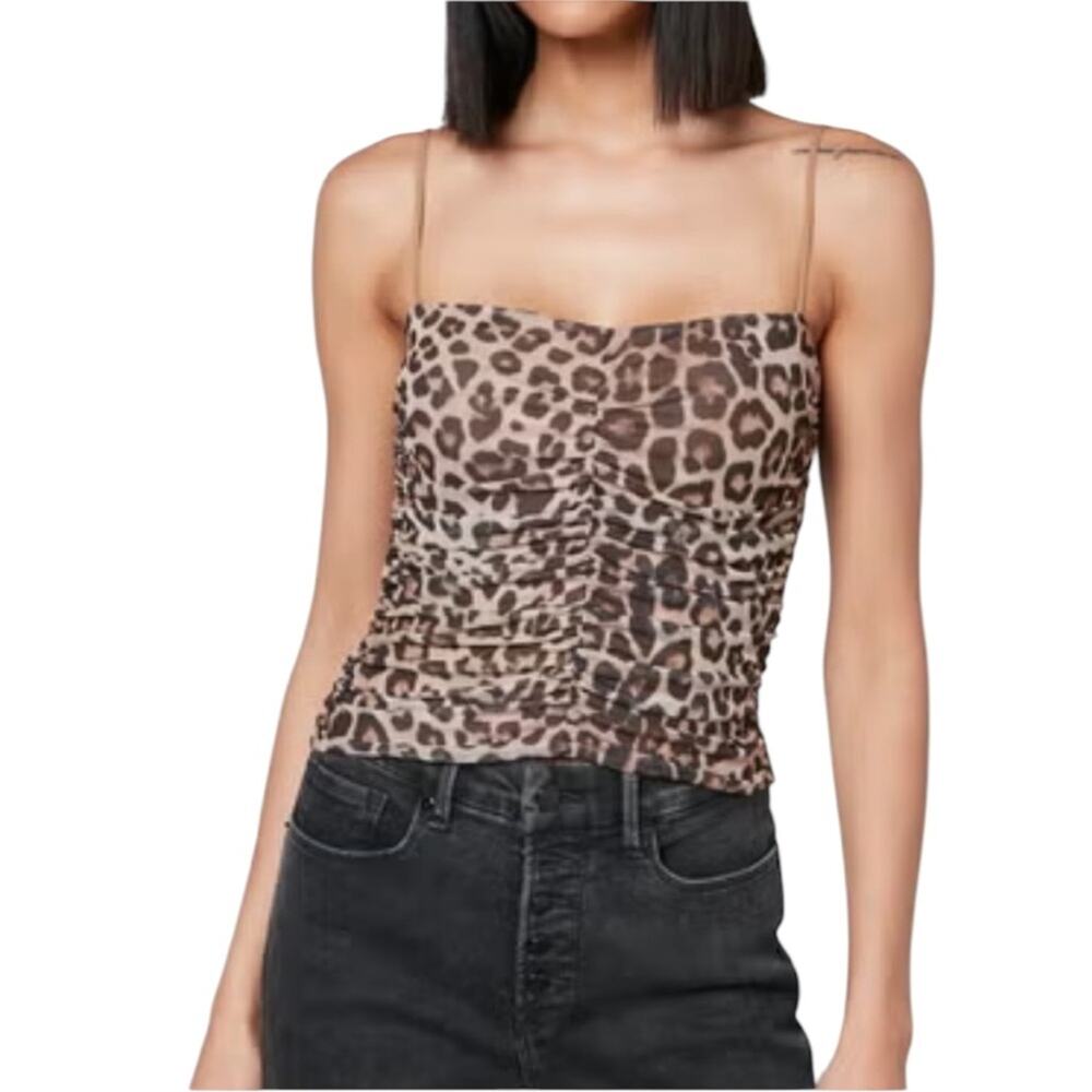 << Good American Leopard Printed Mesh Cami Top - XL